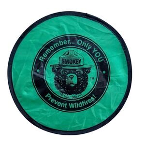 Smokey Bear "Only YOU Can Prevent Wildfires" Green Flying Disc advertising art‎